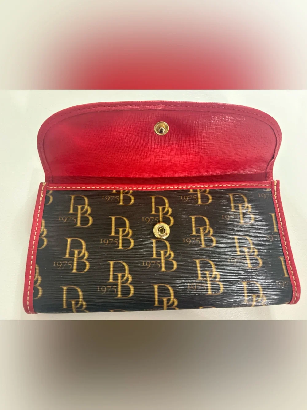 Dooney & Bourke Brown/Red DB Logo Wallet